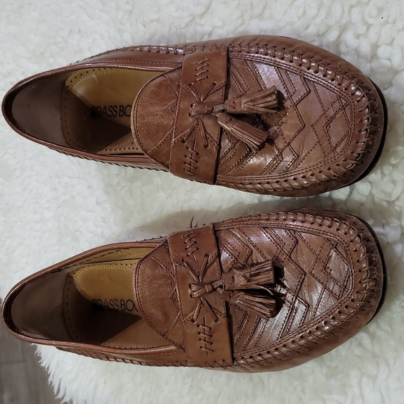 (2254) Brass Boots Walking Glove Brown Tassel Men's Shoes .size 8M - Picture 1 of 9
